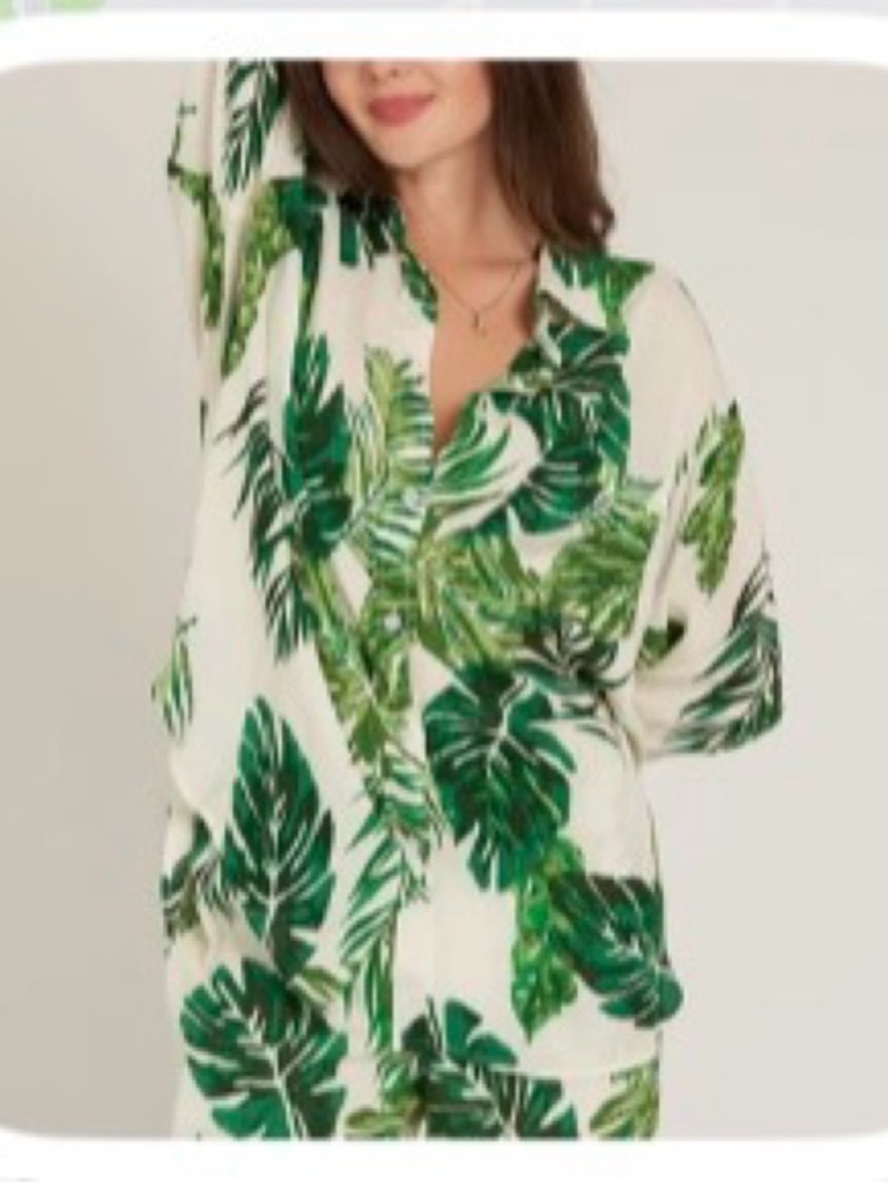 En Crème Tropical Leaf Button-Up Shirt